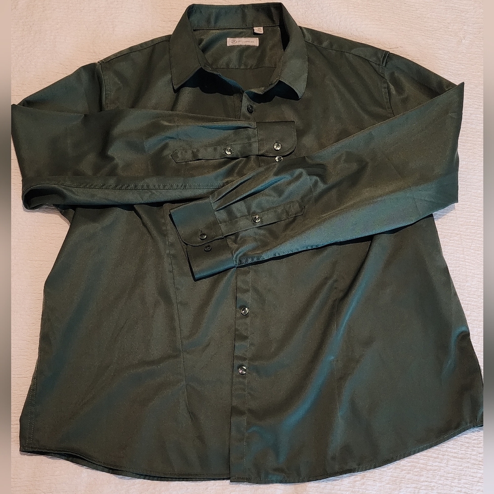 Womens Siliteelon Button Down Green 3XL Shirt